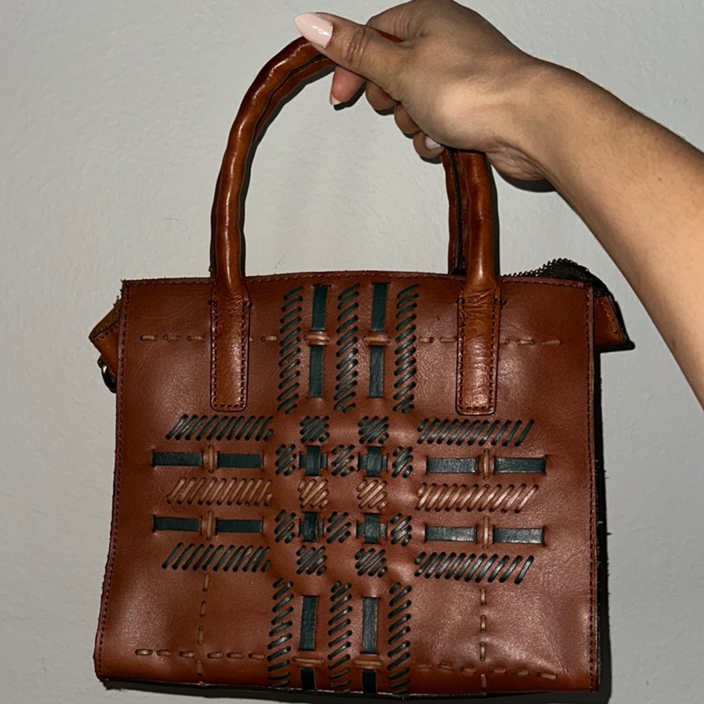 Patricia Nash 2018 (Never Used) Brown Leather  Hand Bag with Woven Detail